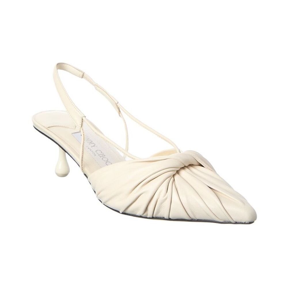 Jimmy Choo Isa/Twist 50 Leather Slingback Pump, White